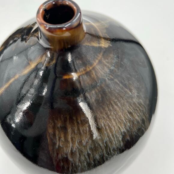 TOYO Japan pottery bulbous modern MCM vase with a distinctive drip glaze - Picture 2 of 9